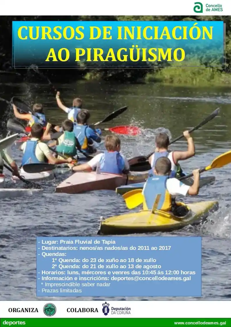 Image from Concello de Ames: *Aberto o prazo para inscribirse nos cursos de iniciación ao piragüism...