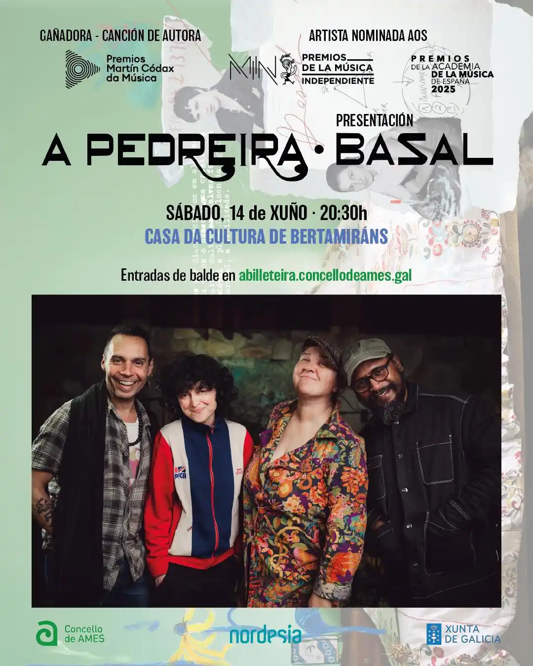 Image from Concello de Ames: *Bertamiráns acolle o sábado, 14 de xuño, o concerto do grupo A Pedrei...