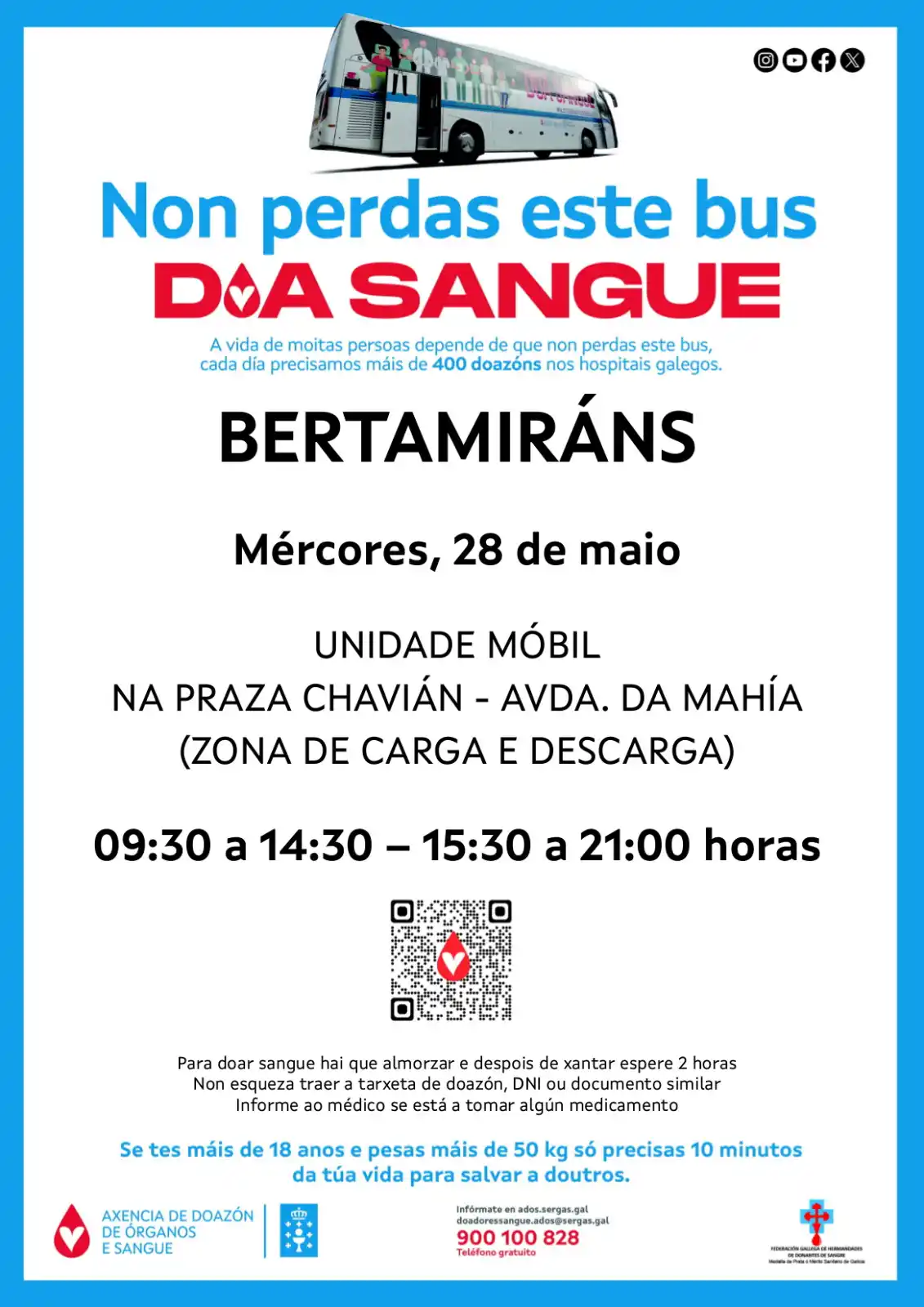 Image from Concello de Ames: 🩸 *Doa sangue, salva vidas!* A unidade móbil de doazón estará en Bert...
