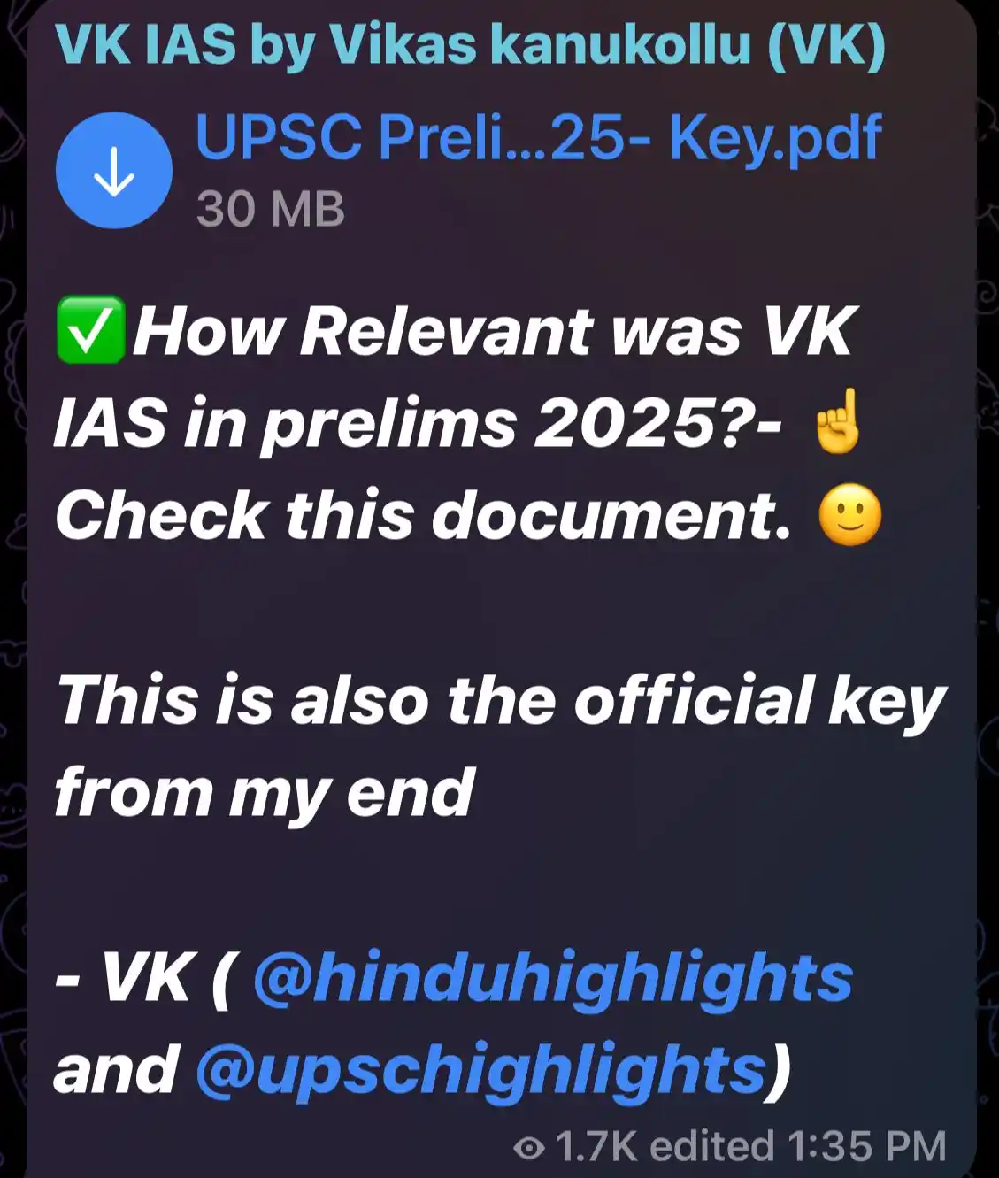 VK IAS Official post