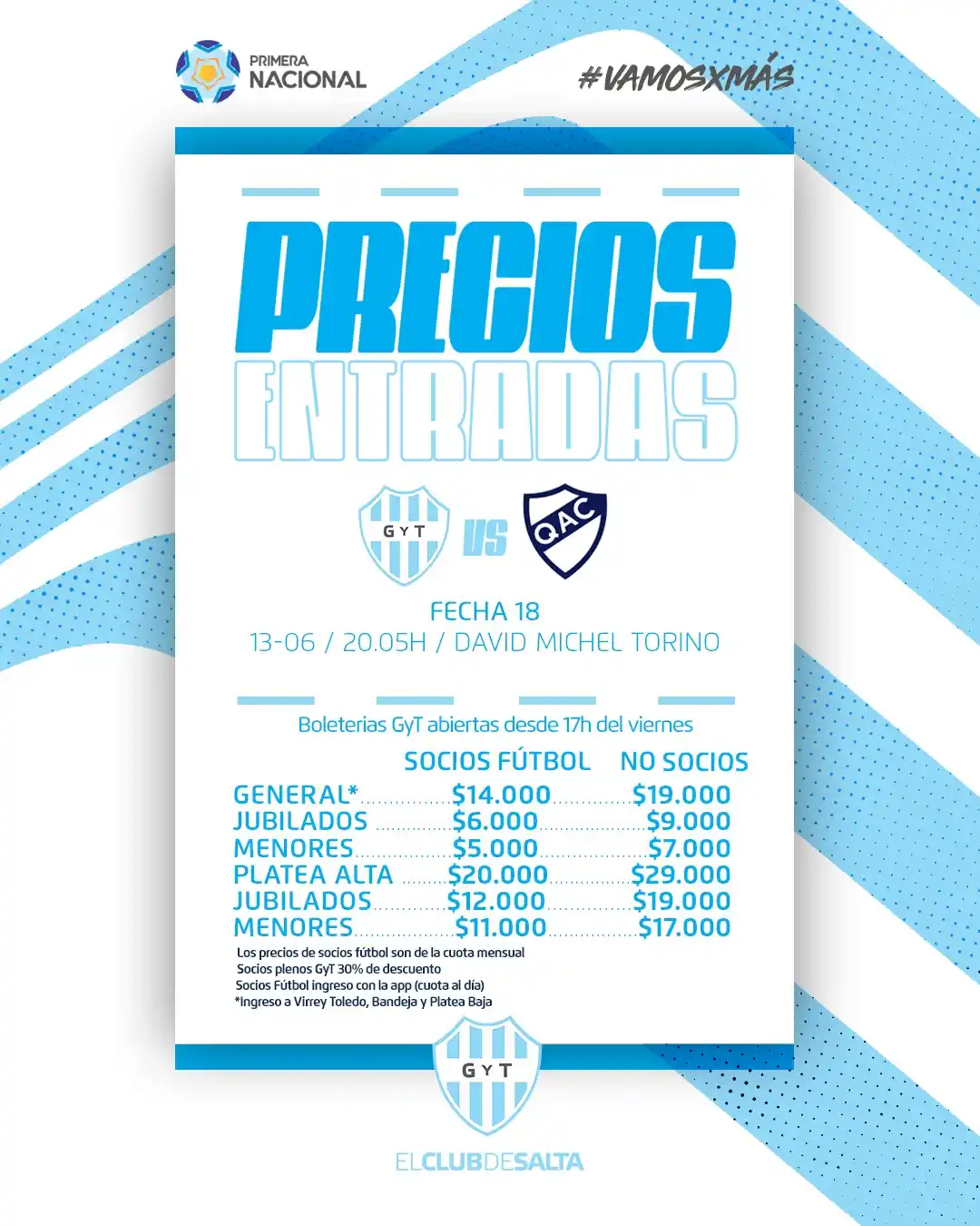 Image from Club de Gimnasia y Tiro de Salta: El viernes tenemos otra cita Gigante 🏡 Precio y horarios de venta de...