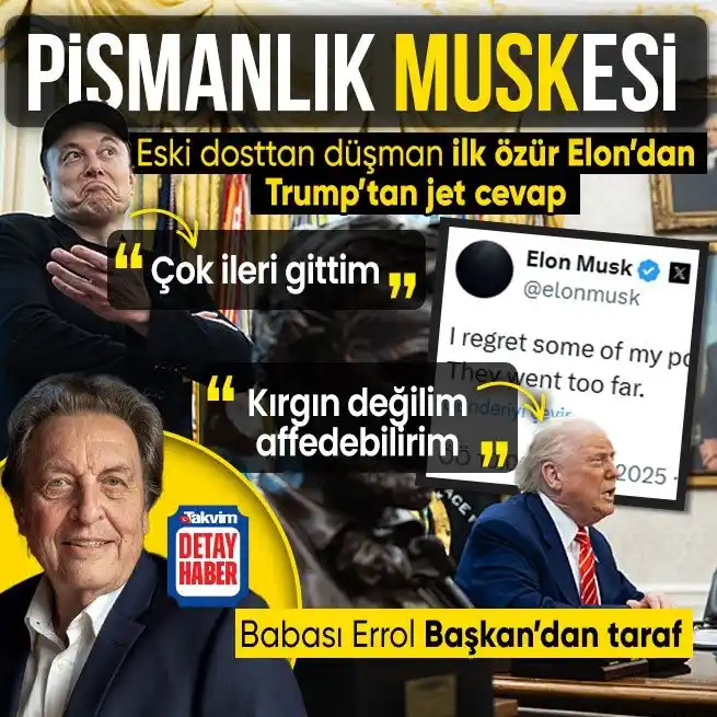Image from Takvim: "KIRGIN DEĞİLİM" Musk özür diledi Trump'tan ilk cevap geldi: Affedebi...