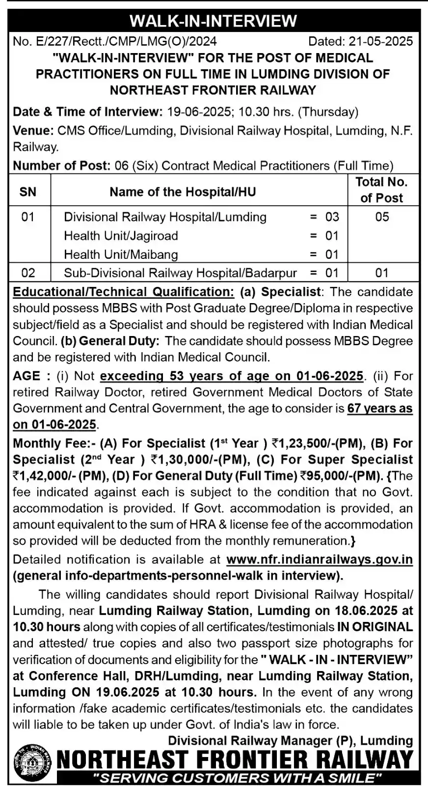 Image from NorthEastJob: *NFR Lumding Recruitment 2025*...