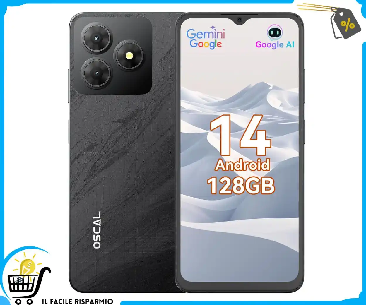 Image from Il Facile Risparmio : 📱 *OSCAL 2025 Flat 2, 12GB +128GB/2TB, 13MP+5MP, Octa Core, 4G Dual S...