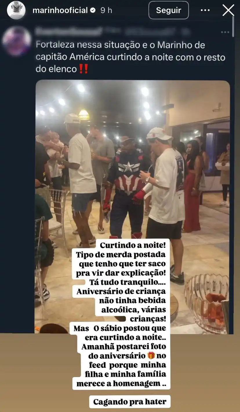 Image from ge.globo | Fortaleza: *RESPONDENDO* Marinho se manifesta após foto viralizar nas redes: "Ca...