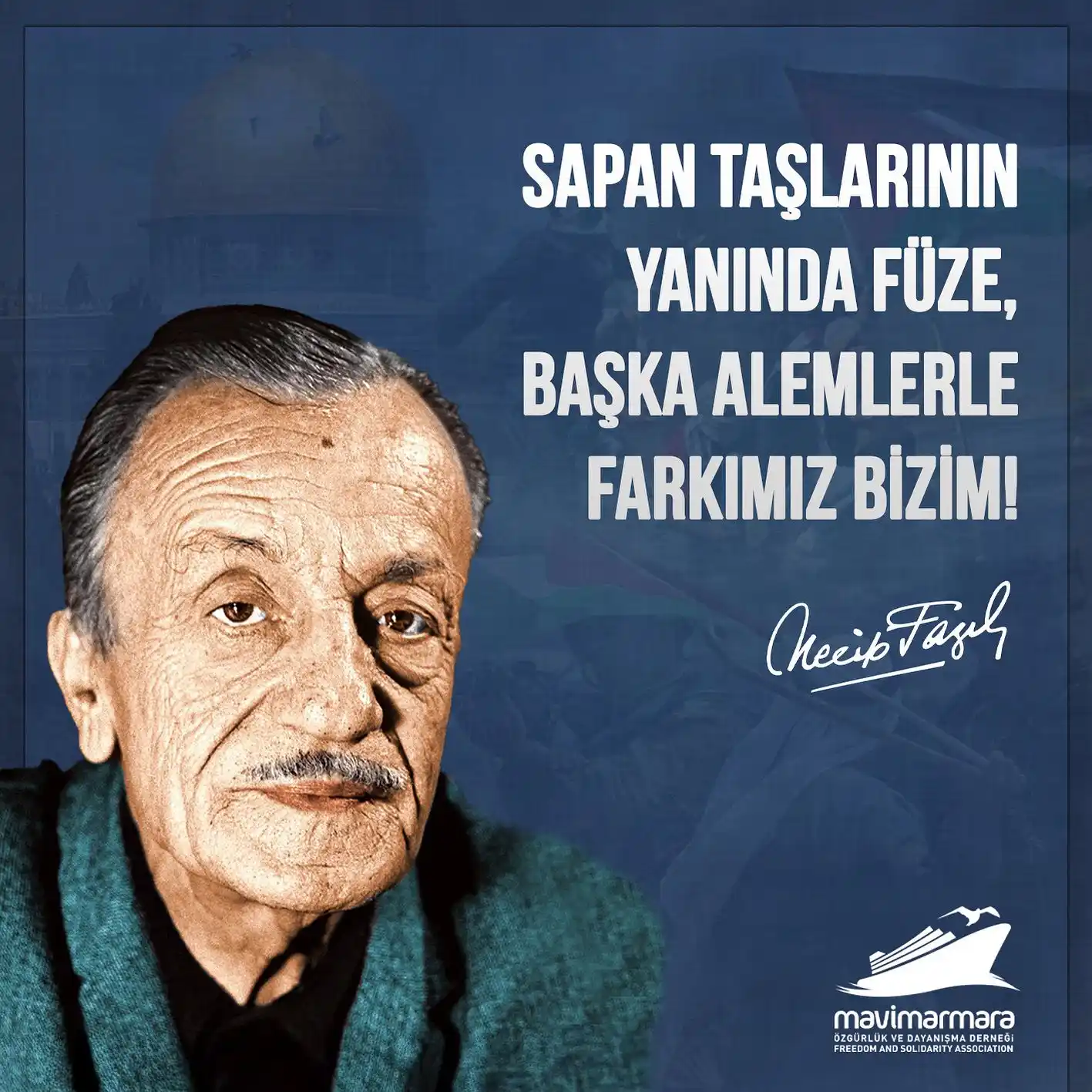 Image from Mavi Marmara Derneği: ''Sapan taşlarının yanında füze, başka alemlerle farkımız bizim!'' 🇵�...