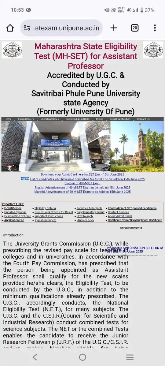 Image from Crack SET/TAIT/PET2025: Set Admit card released https://setexam.unipune.ac.in/Login.aspx...