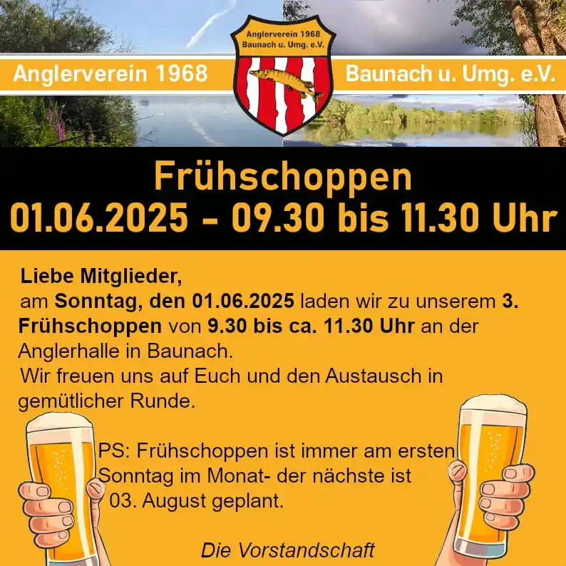 Image from Anglerverein 1968 Baunach e.V.: Sonntag ist unser nächster Frühschoppen. Wir freuen uns auf Euer Komme...