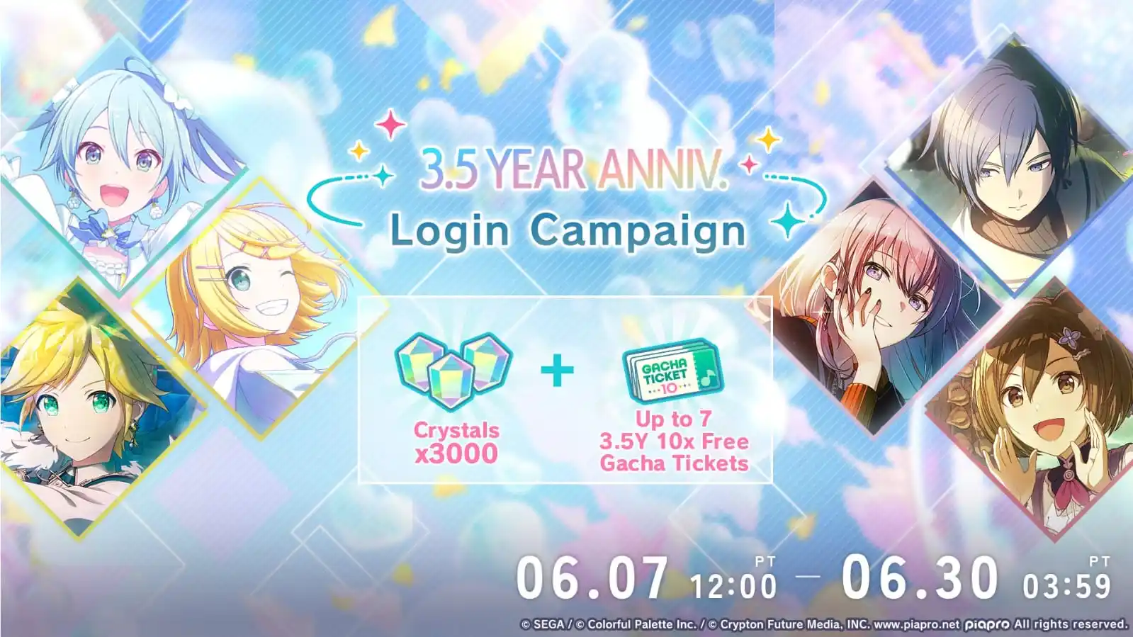 Image from Project Sekai Leaks: [🌎] Starting tomorrow, log in to enjoy the Global 3.5 Anniversary Log...