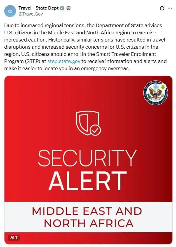 Image from Haqqin.az: *🇺🇸 Госдепартамент США объявил масштабное предупреждение об опасност...