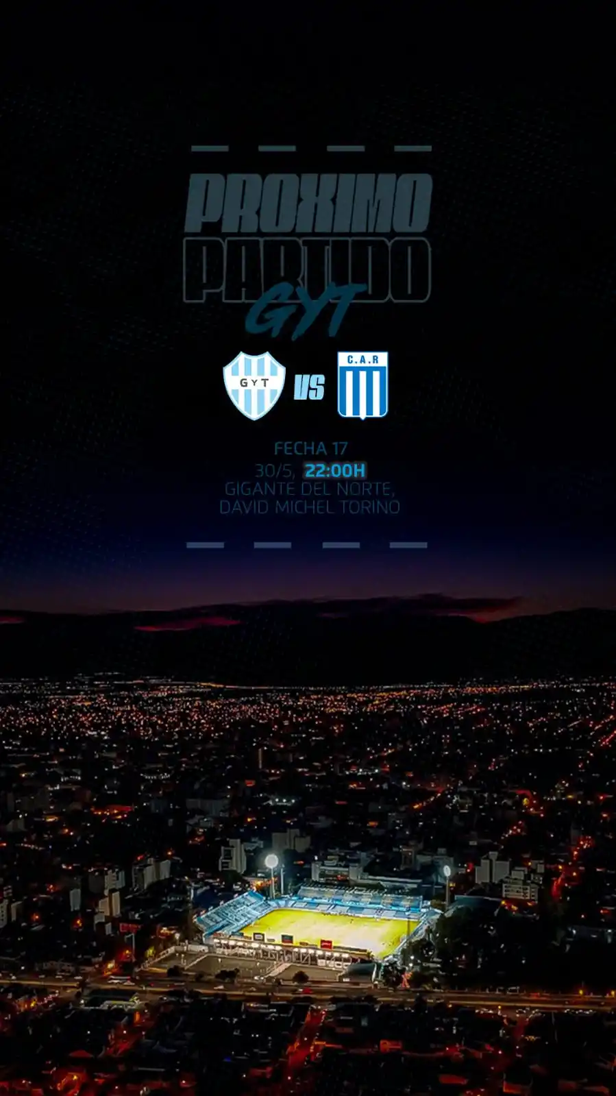 Image from Club de Gimnasia y Tiro de Salta: Vamos x más viernes a la noche 🫡  Se ilumina El Gigante y vamos a est...
