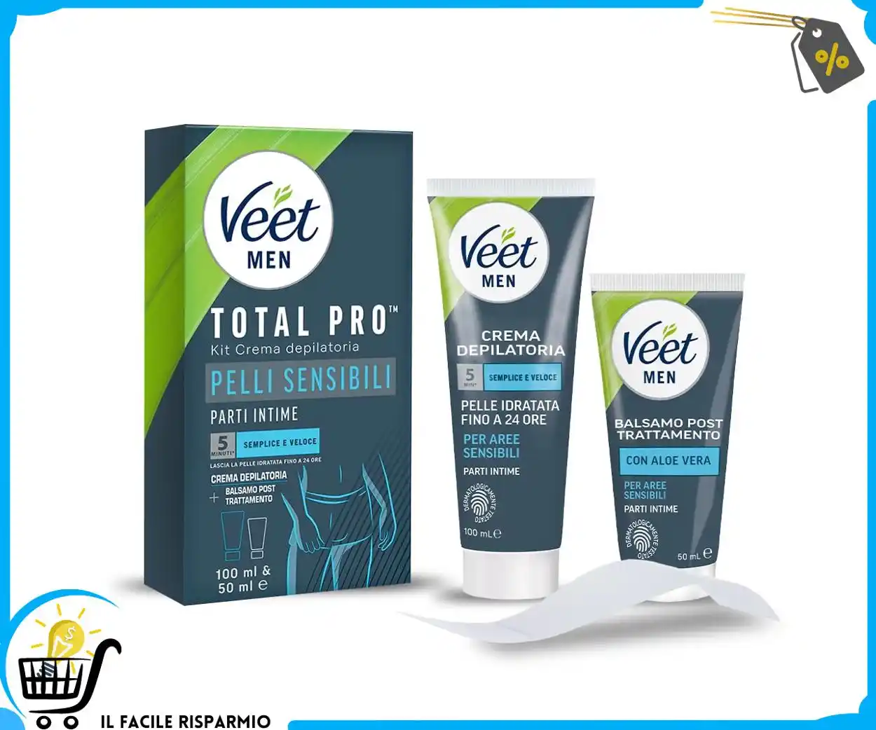 Image from Il Facile Risparmio : 💆🏼 *Veet Men Kit Depilazione Intima per Pelli Sensibili, Crema Depil...