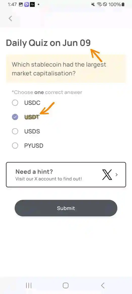 Image from Hania Online Earning: XENEA- June 9-Daily Quiz Answer ✅ USDT (Tether)...