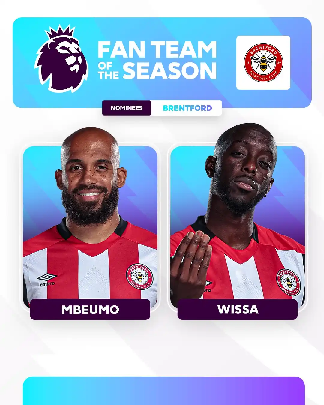 Image from Brentford FC: Bryan X Wissa 🔥🔥 Our duo have been nominated for the Premier League...
