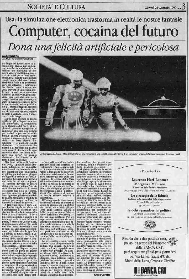 Image from Futuro Prossimo: Chi avrebbe mai pensato che questo articolo di giornale del 1990 su La...
