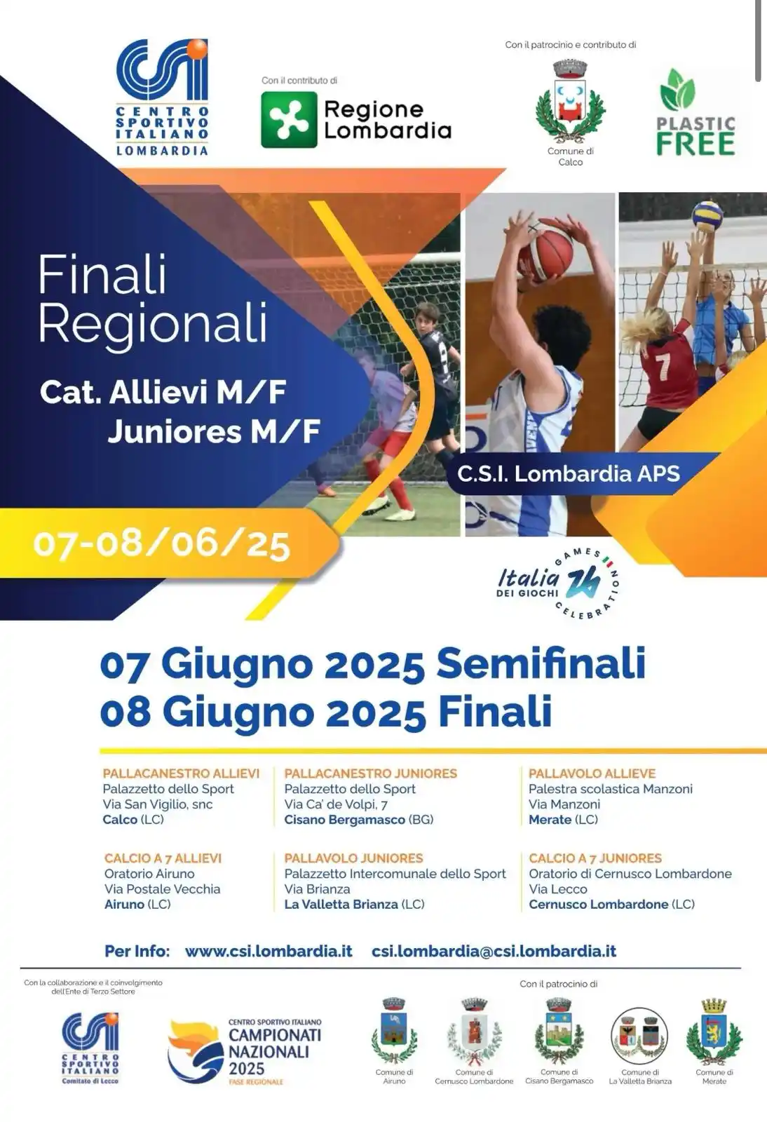 Image from Comune di La Valletta Brianza: 🏐⚽🏀 Finali Regionali C.S.I. Lombardia – La Valletta Brianza c’è! Il ...