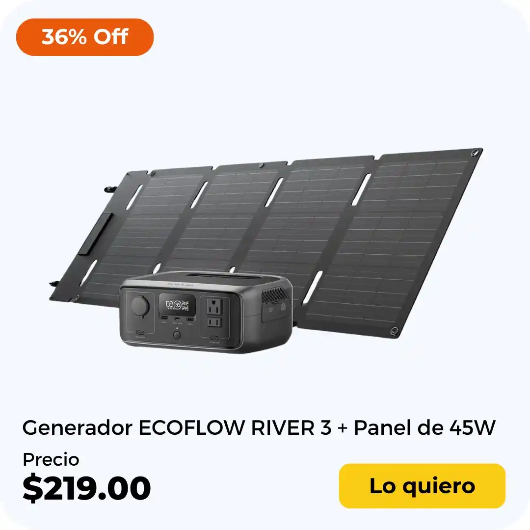 Image from 🇨🇺🛒 Ofertas FLASH Cuba ✈️🚢: 🔋 Generador Solar ECOFLOW RIVER 3 + Panel Solar de 45W 🌞 Energía lim...