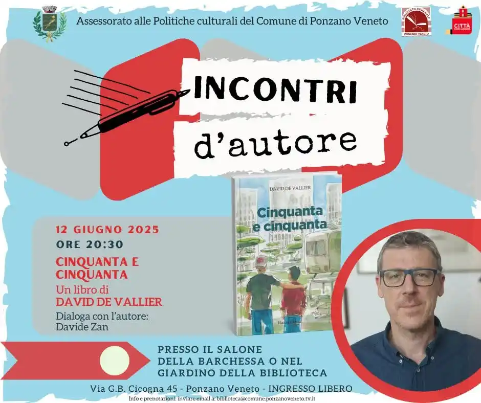 Image from Comune Ponzano Veneto: 𝗚𝗶𝗼𝘃𝗲𝗱ì 𝟭𝟮 𝗴𝗶𝘂𝗴𝗻𝗼 𝗼𝗿𝗲 𝟮𝟬.𝟯𝟬 David De Vallier pres...