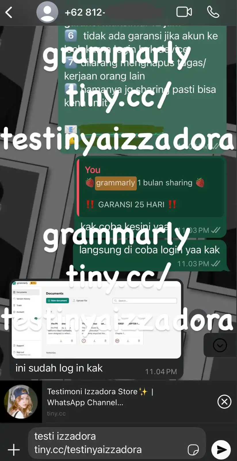 Image from Testimoni Izzadora Store✨: grammarly...
