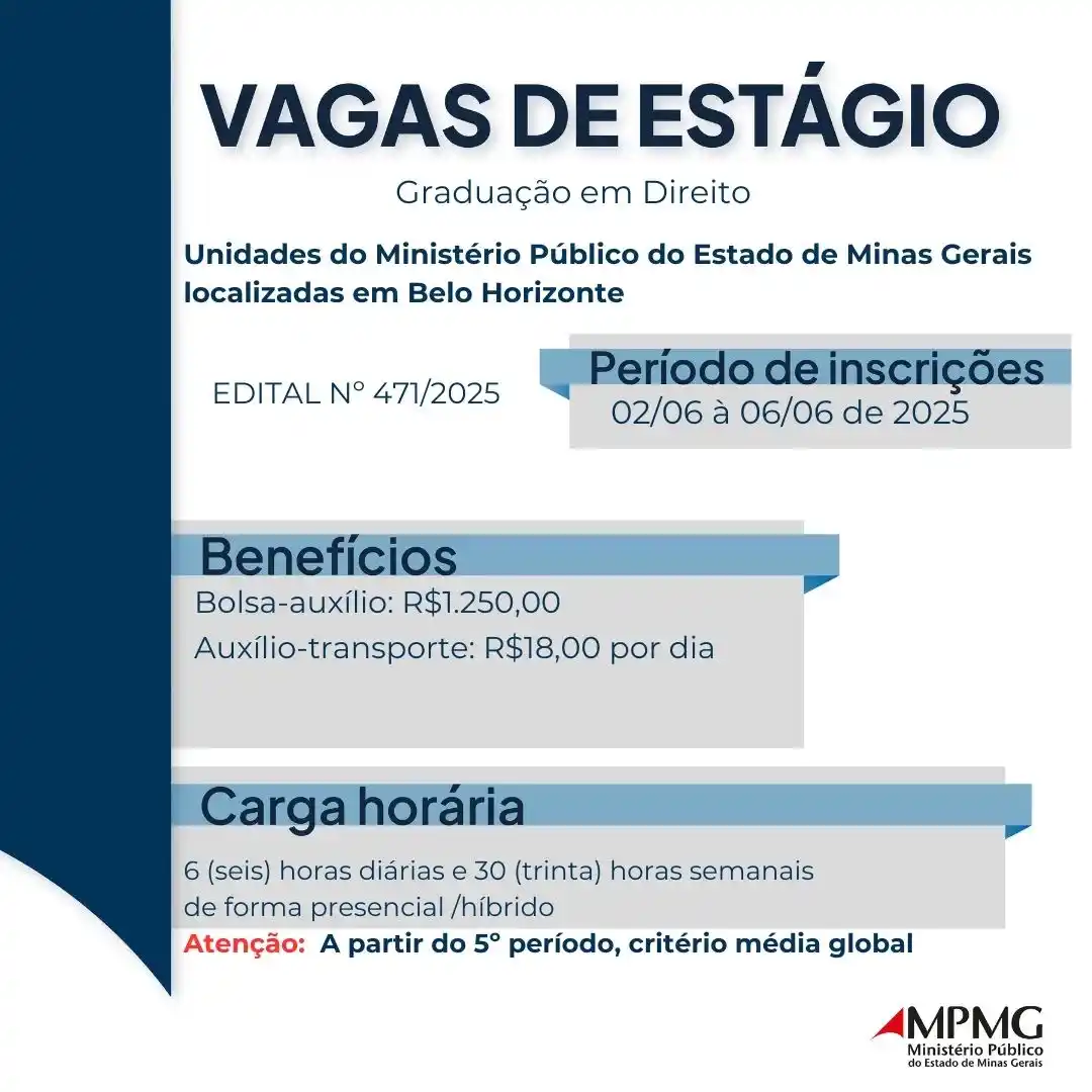 Image from JUSINTEGRA🏘️: https://www.mpmg.mp.br/portal/menu/servicos/estagios/estagios/selecoes...