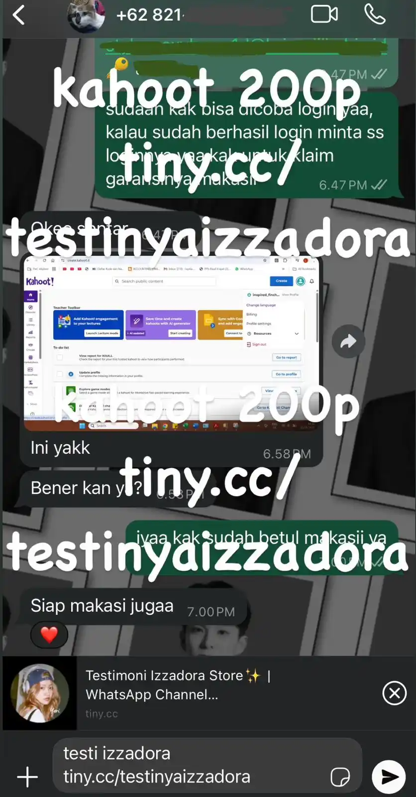 Image from Testimoni Izzadora Store✨: kahoot 200p...