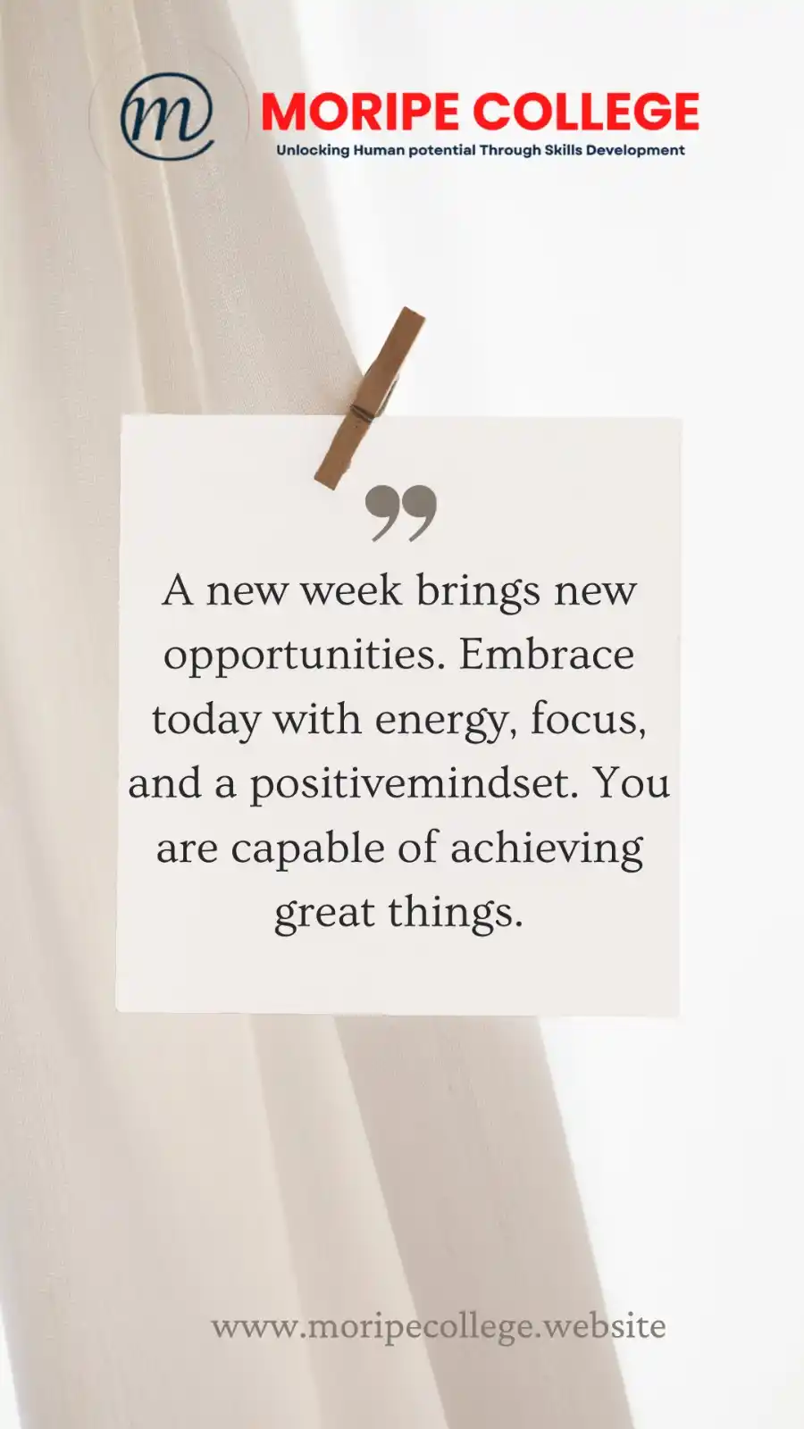 Image from Moripe College: 🌟 Monday Motivation🌟 Every step forward, no matter how small, is st...