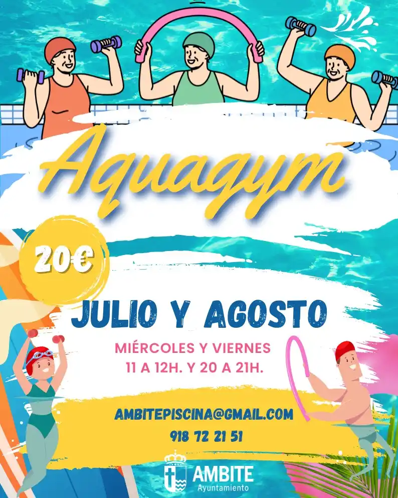 Image from Ayuntamiento de Ambite - Servicio de Información Vecinal.: NATACIÓN INFANTIL Y AQUAGYM ADULTOS🏊🏻 ¡ Durante los meses de Julio y...