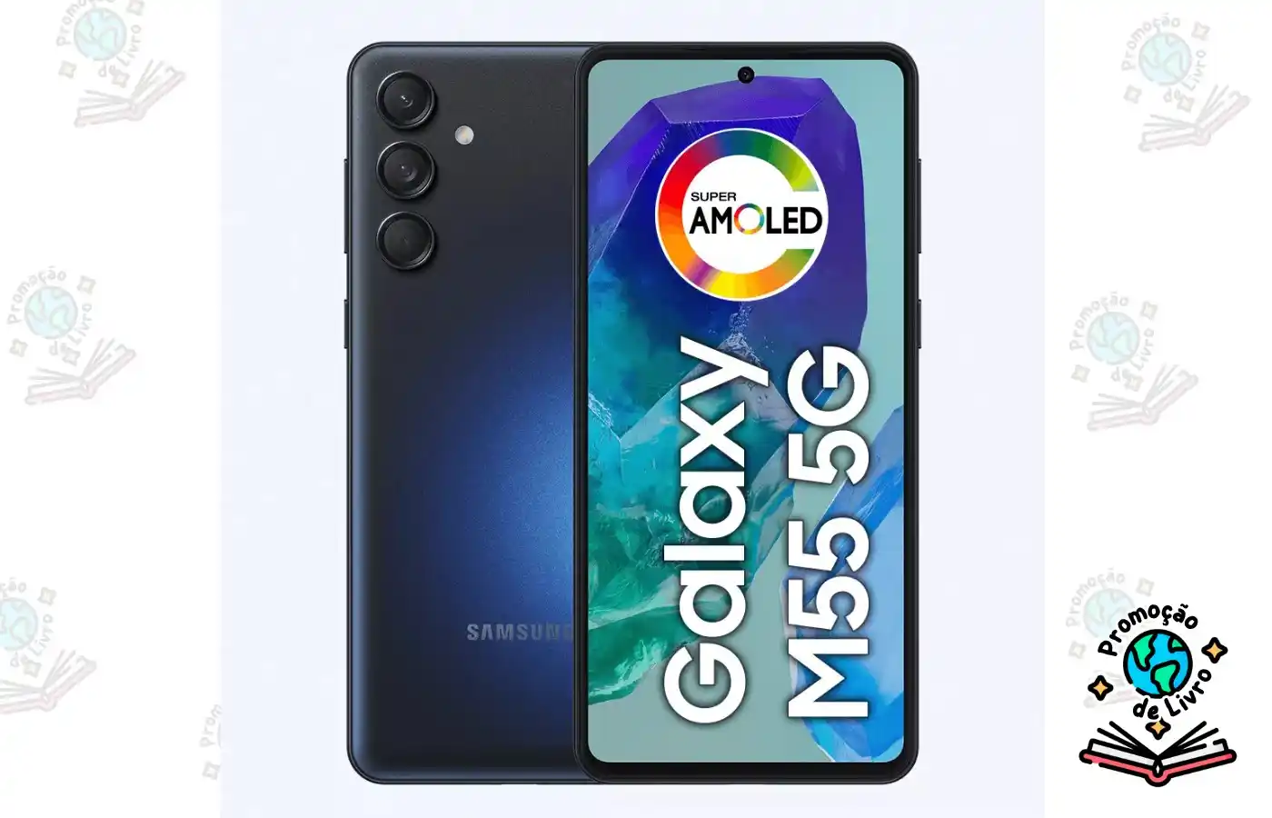 Image from Promoção de Livro: *Samsung Galaxy M55 5G Dual SIM 256 GB Azul Escuro 8 GB RAM* > *De:* ...