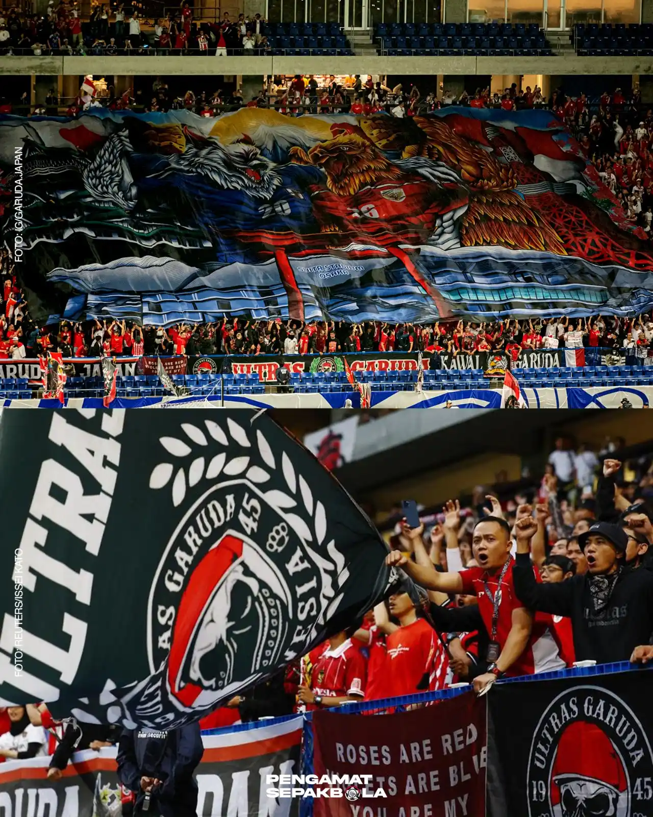 Image from BOLA ZONE.ID: SUPORTER Meskipun kalah, suporter Timnas Indonesia yang hadir di Jepan...