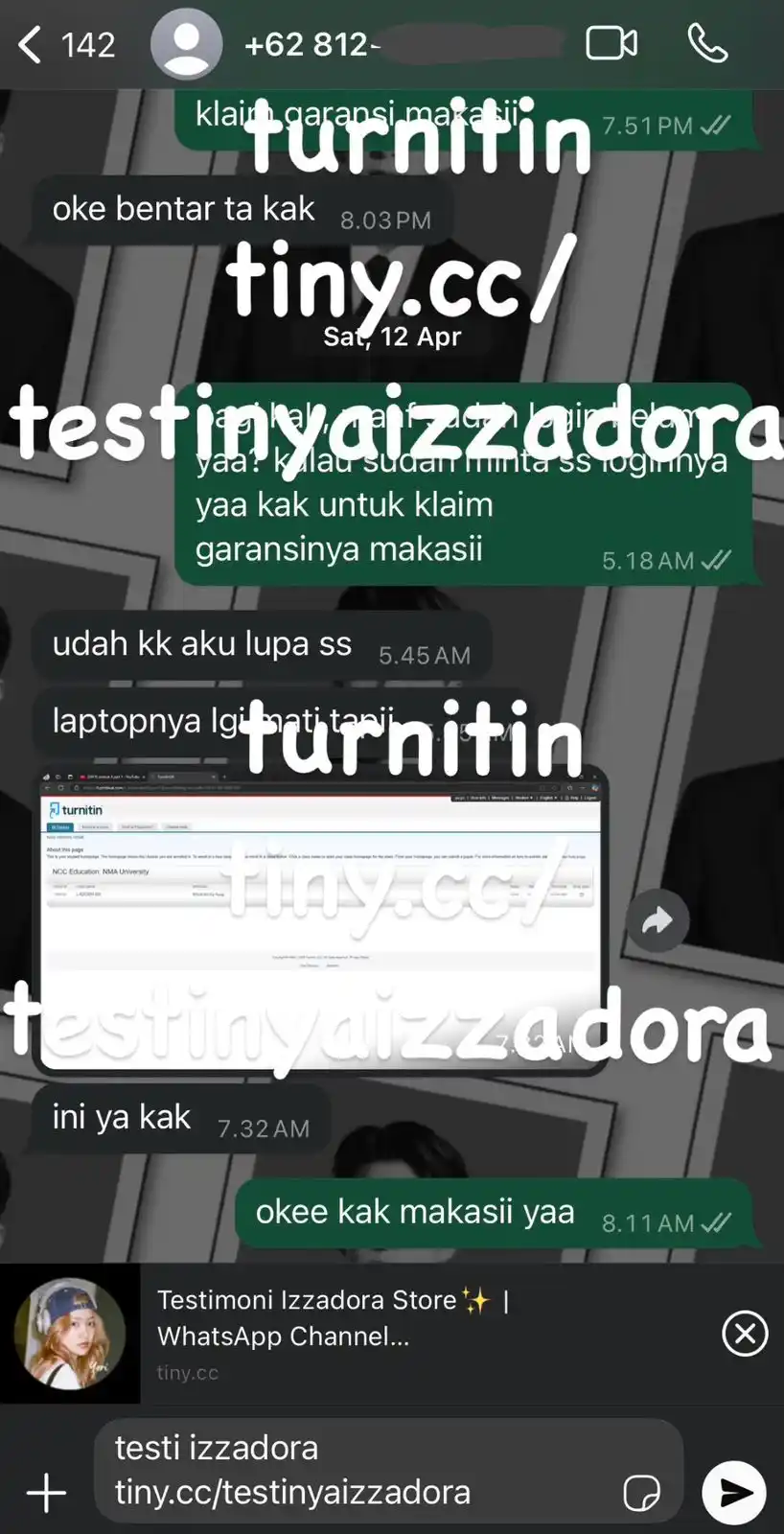 Image from Testimoni Izzadora Store✨: turnitin...