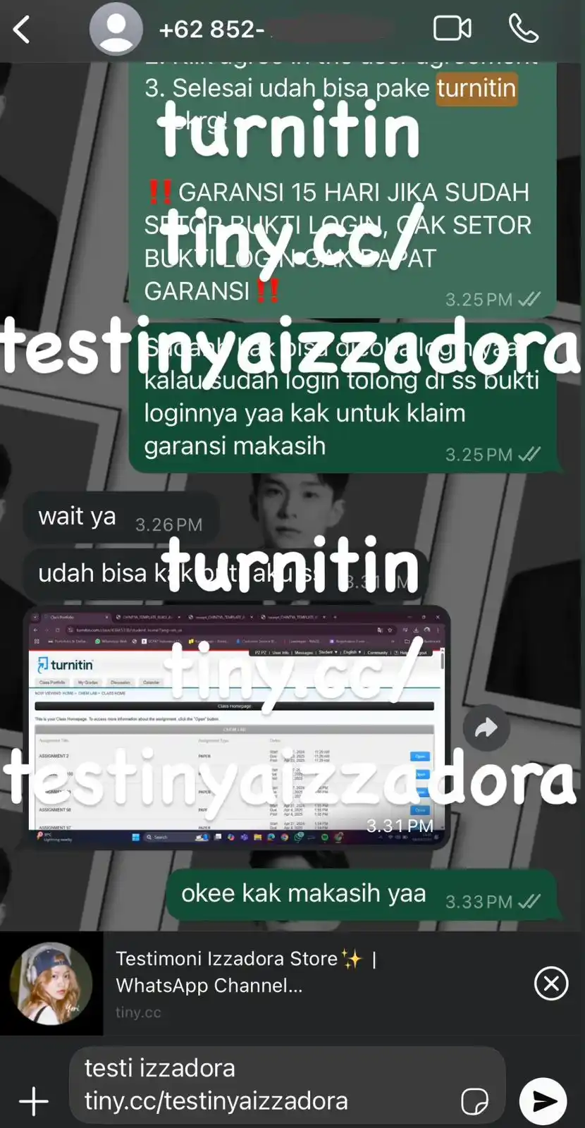 Image from Testimoni Izzadora Store✨: turnitin...
