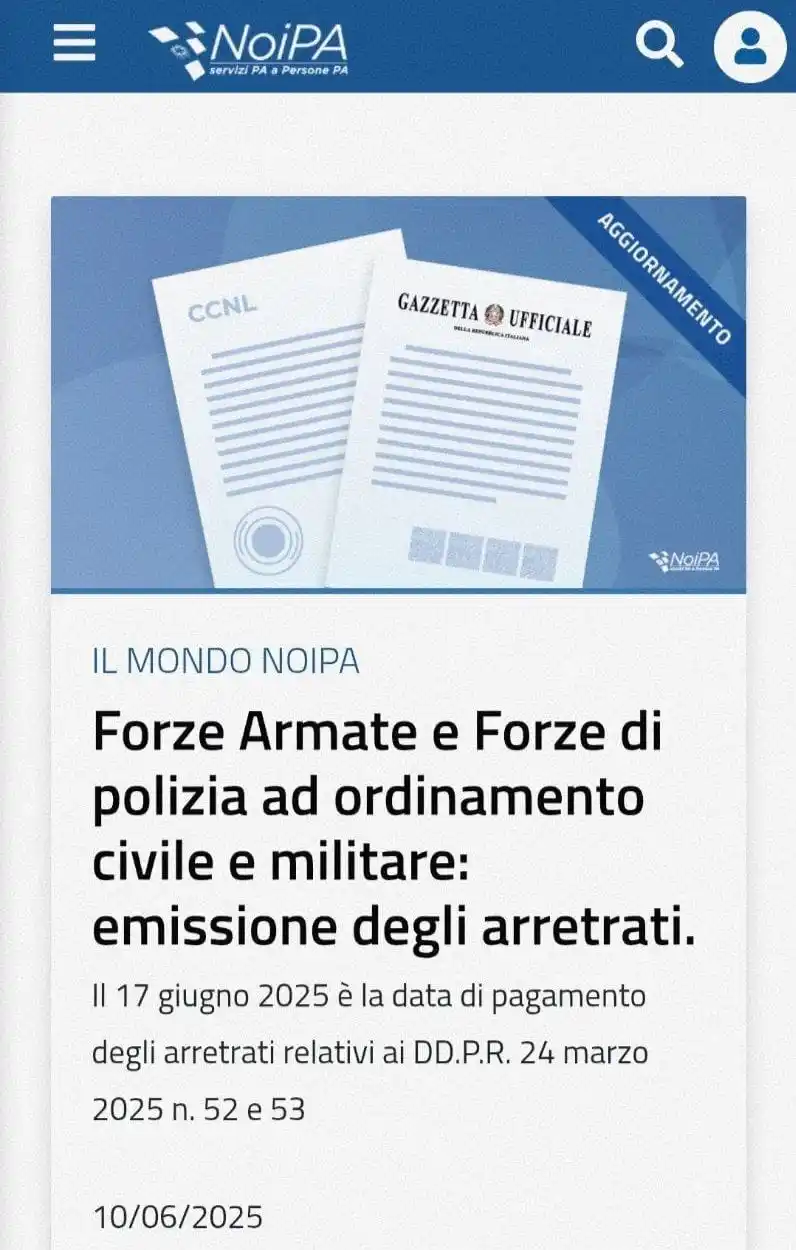 Image from Cobar News: *Ufficiale: Il 17 giugno 2025 è la data di pagamento degli arretrati* ...