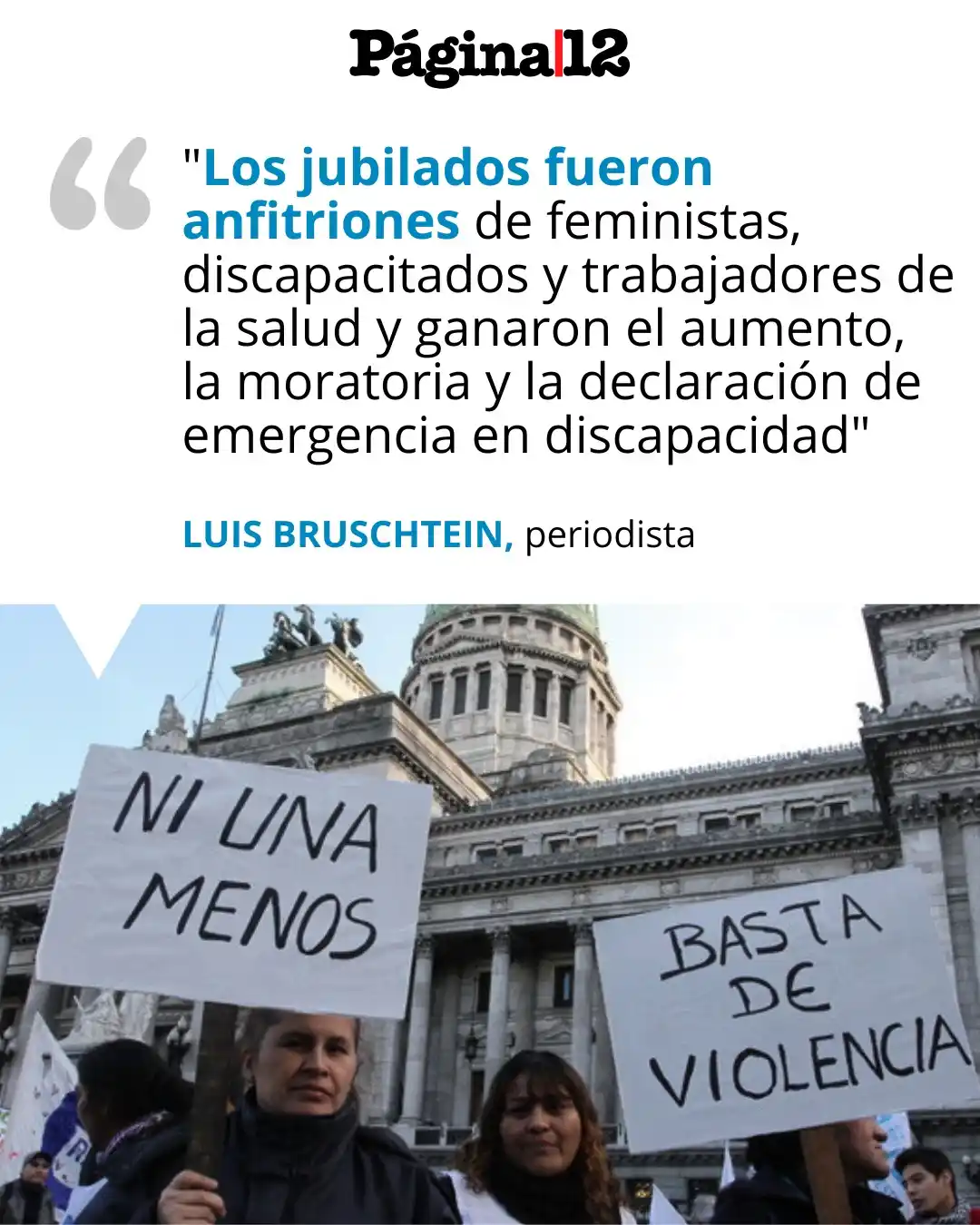Image from Página|12: "UNIDOS TRIUNFAREMOS" [https://bit.ly/3ZUa81U]  👉 Luis Bruschtein ase...