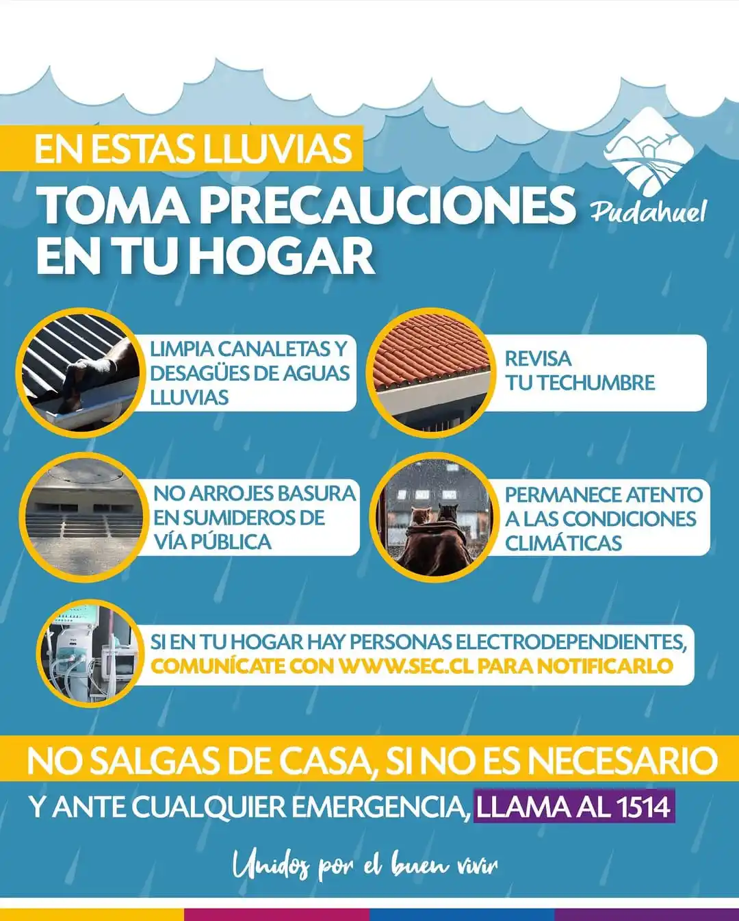 Image from Ilustre Municipalidad De Pudahuel: ANTE LAS LLUVIAS PRONOSTICADAS, TOMA PRECAUCIONES EN TU HOGAR 🌧️🏠 -...