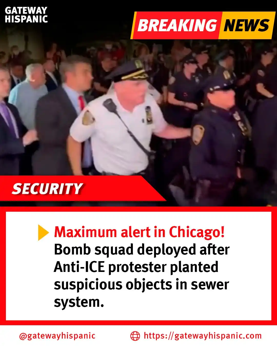 Image from Gateway Hispanic: 🚨 BREAKING: Chaos in downtown Chicago! A bomb squad was deployed afte...