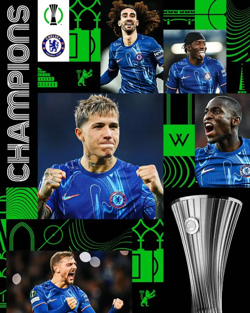 Image from The TrioBlog: CHELSEA ARE YOUR 2025 UEFA CONFERENCE LEAGUE CHAMPIONS! 🏆 <a class="...