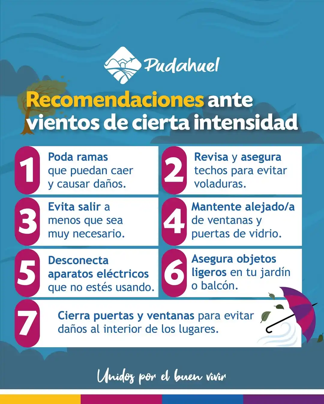 Image from Ilustre Municipalidad De Pudahuel: CUIDÉMONOS JUNTOS: RECOMENDACIONES ANTE VIENTOS QUE SE AVECINAN EN LAS...