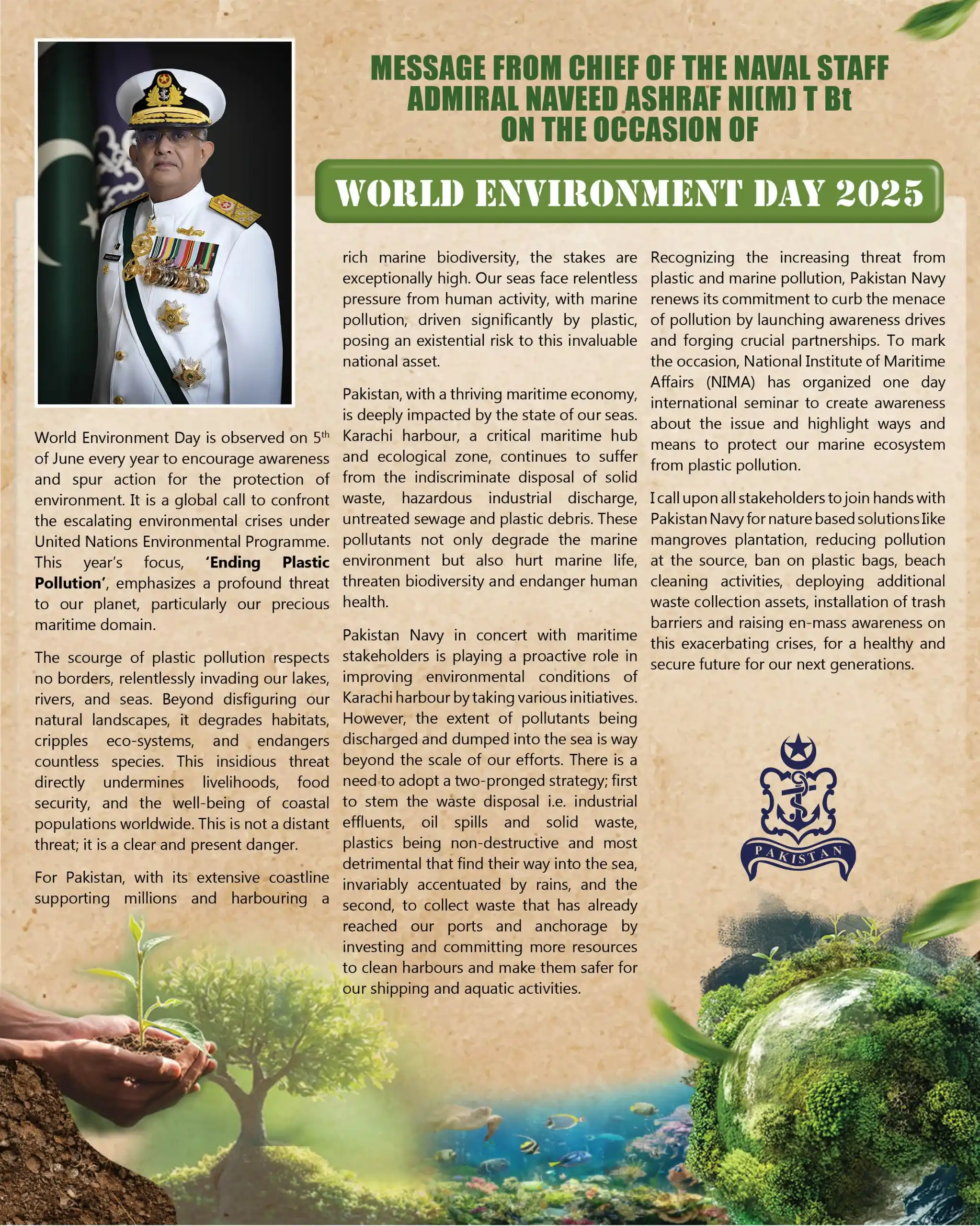 Image from Pakistan Navy: MESSAGE FROM CHIEF OF THE NAVAL STAFF ADMIRAL NAVEED ASHRAF NI(M) T Bt...