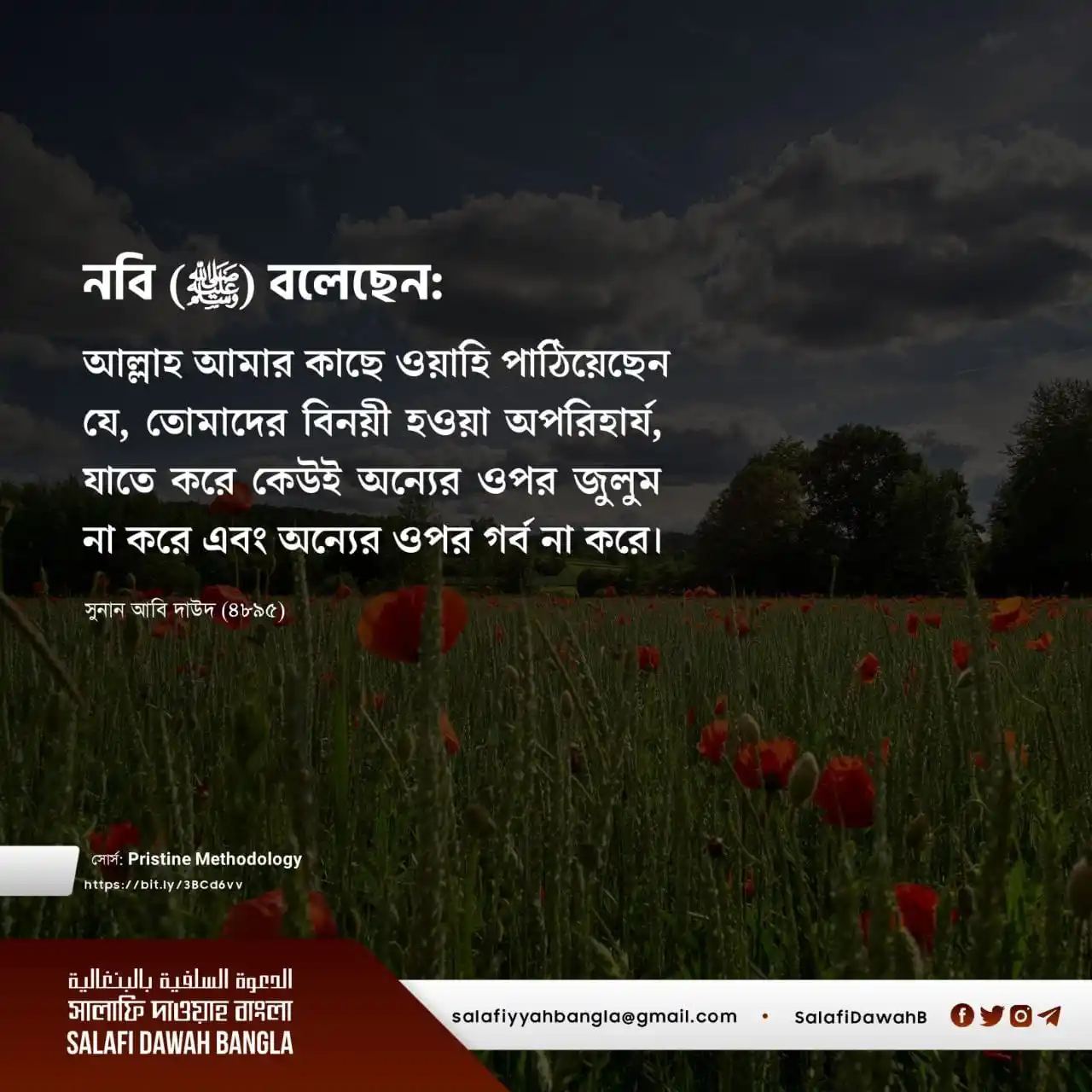 Image from Salafi Dawah Bangla: নবি (ﷺ) বলেছেন: আল্লাহ আমার কাছে ওয়াহি পাঠিয়েছেন যে, তোমাদের বিনয়ী হও...