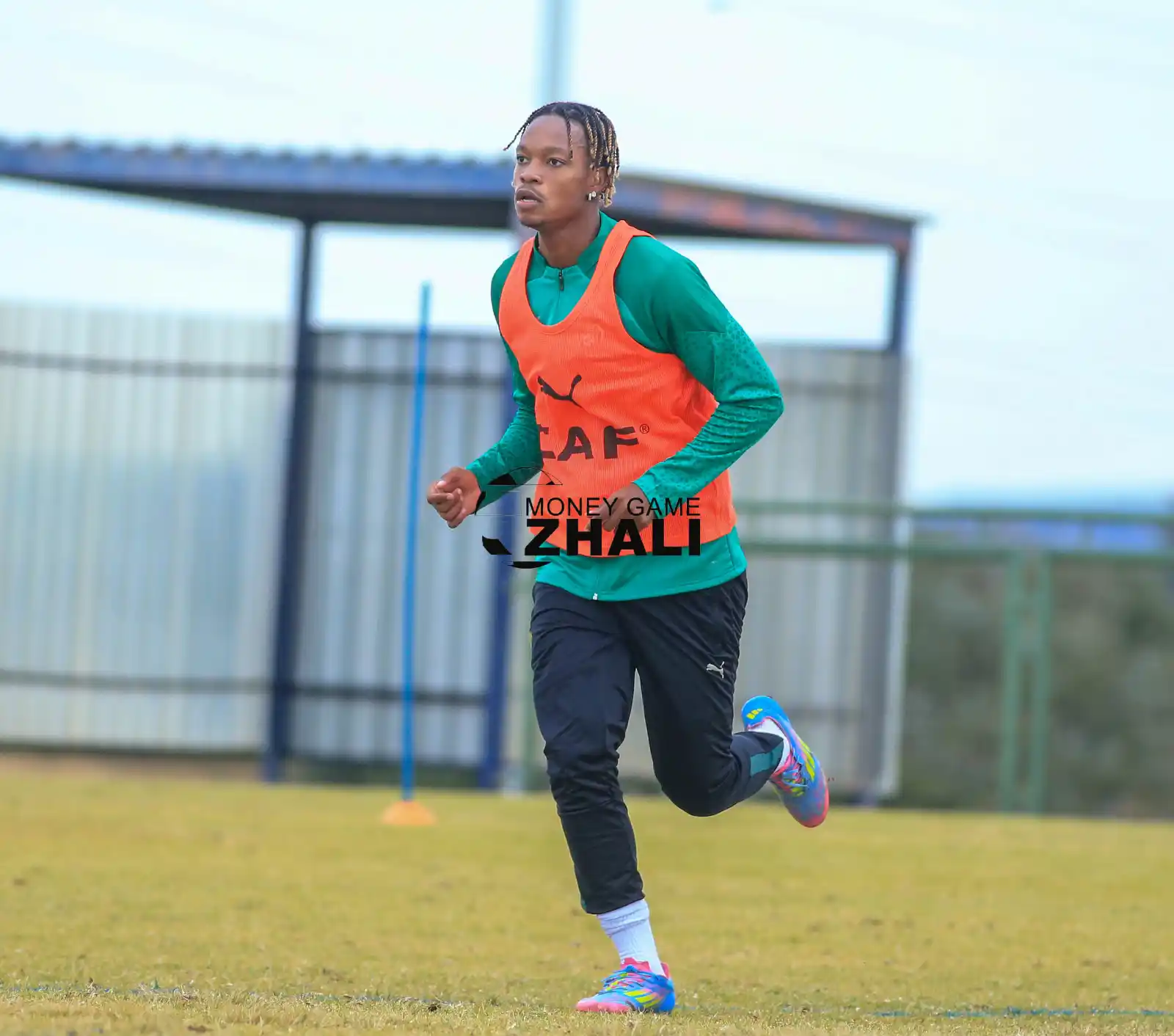 Image from Money Game Zhali: Scotland FC winger Nathan Mutasa today at training as he is part of th...