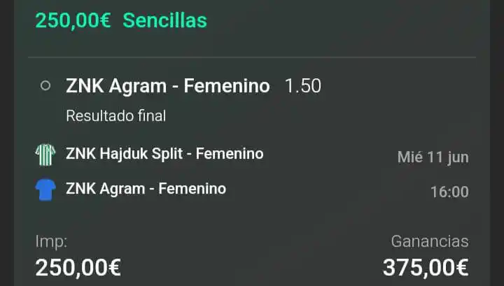 Image from Apuestas 🧠 Einstein: *STAKE 1 || @1.50*📊 _El partido entre ZNK Hajduk Split Femenino ...