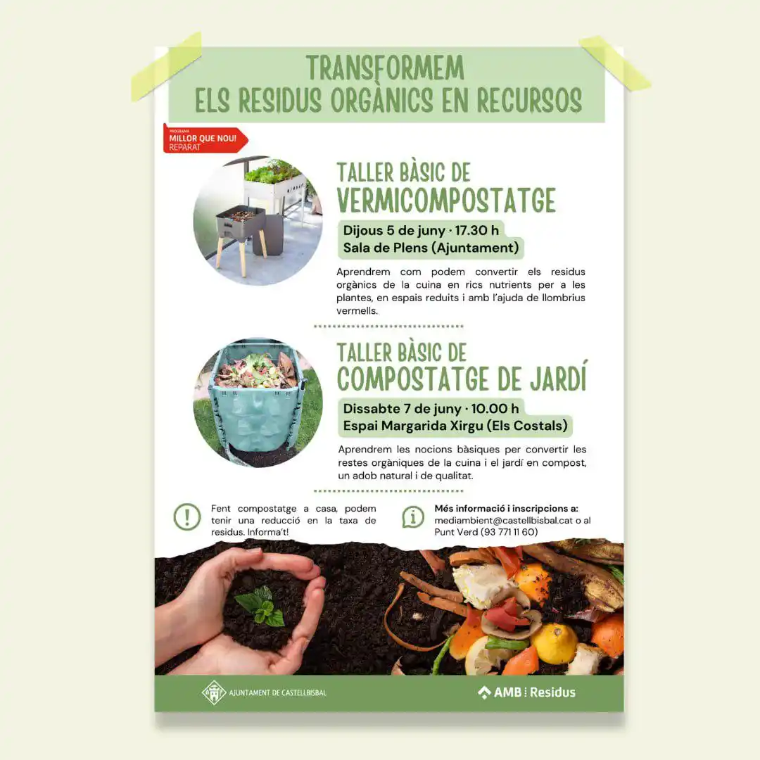 Image from Ajuntament de Castellbisbal: *TALLERS AUTOCOMPOSTATGE* ♻️ Aquesta setmana hem programat dos taller...