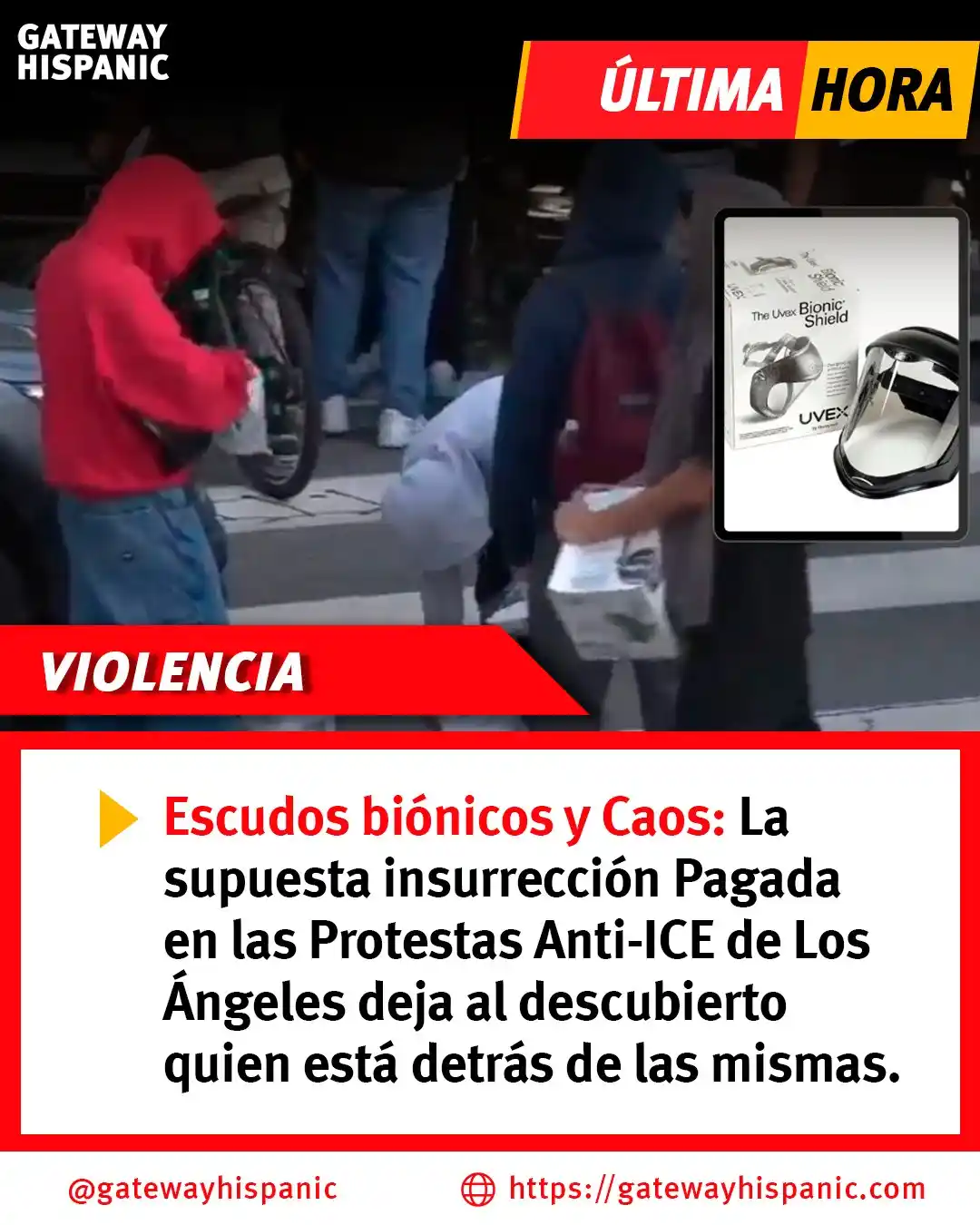 Image from Gateway Hispanic: 🚨¡ÚLTIMA HORA! En Los Ángeles, la farsa "espontánea" de las protestas...