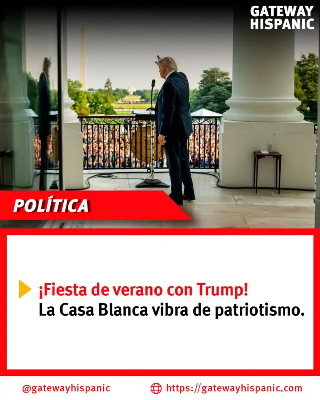 Image from Gateway Hispanic: 🇺🇸✨ ¡Trump brilla en la Casa Blanca con su Summer Soirée! El preside...