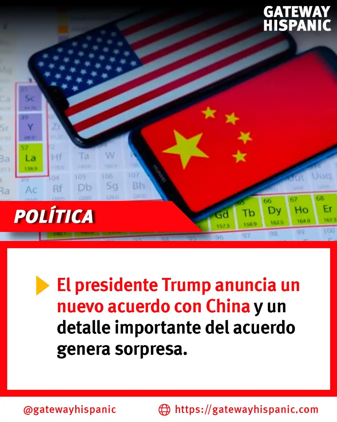 Image from Gateway Hispanic: 🇺🇸🤝🇨🇳 Trump cierra acuerdo con China: EE.UU. asegura suministro d...