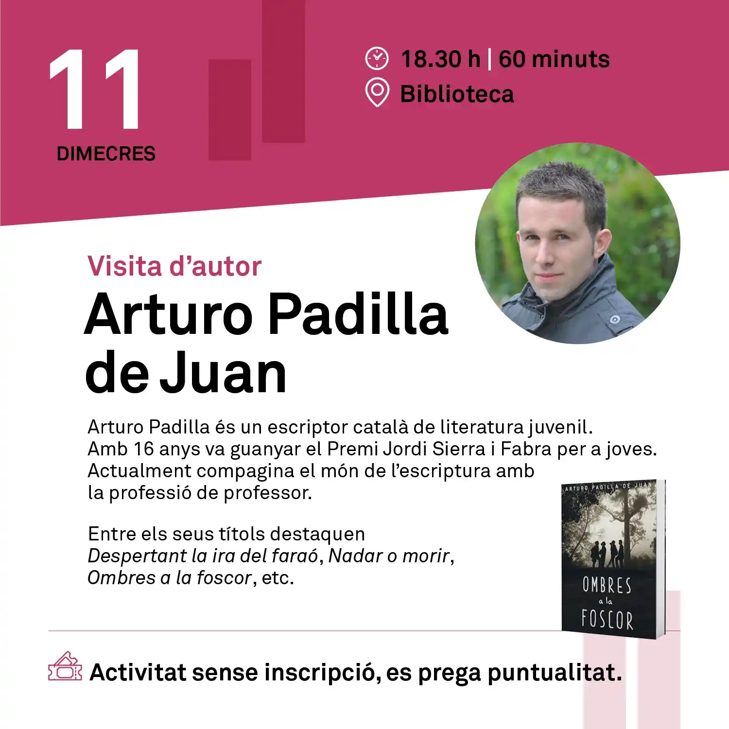 Image from Ajuntament de Castellbisbal: *VISITA DE L'ESCRIPTOR ARTURO PADILLA* 📚 Aquesta tarda, a les 18.30 ...