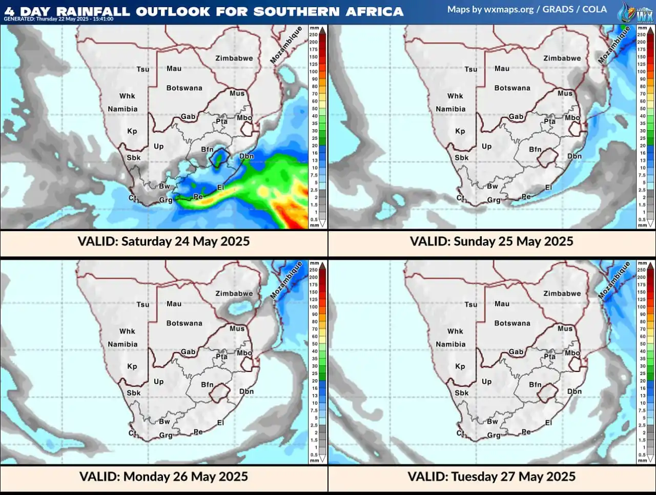 Image from Alert South Africa: Your Chances of Rainfall for Friday 23 May 2025 > Monday Monday - from...