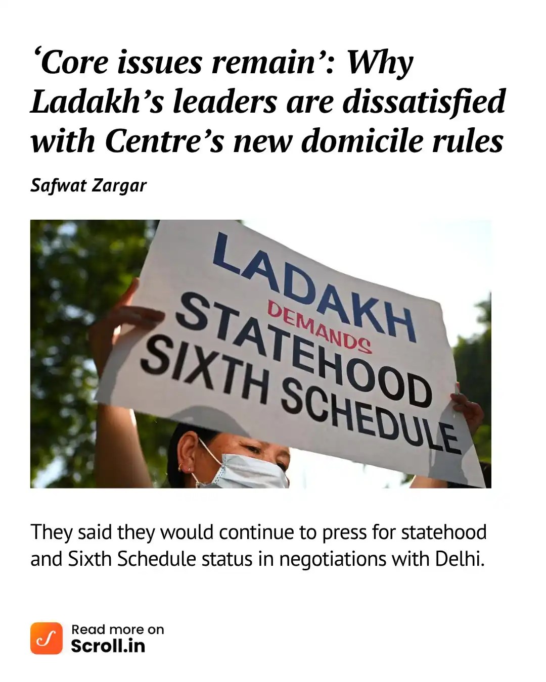 Image from Scroll.in: After 5 years of protests over land, jobs & resources, the Centre has ...