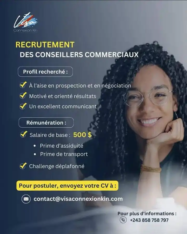 Image from Profil-infos.com: *AVIS DE RECRUTEMENT - CONSEILLERS COMMERCIAUX* 📧Veuillez noter qu'i...