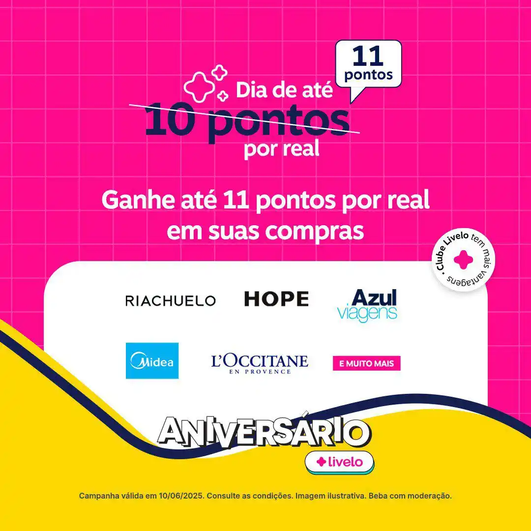 Image from Livelo: 🧁Comemoração em dobro: a gente faz aniversário, você ganha mais ponto...